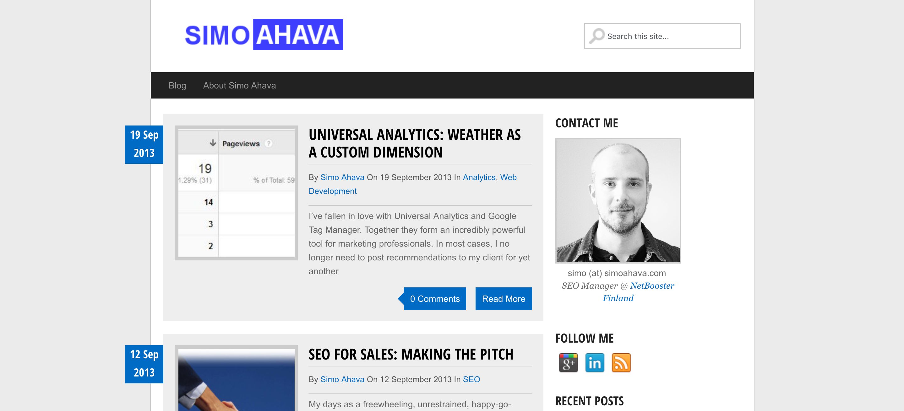 Simo Ahava's blog circa 2013