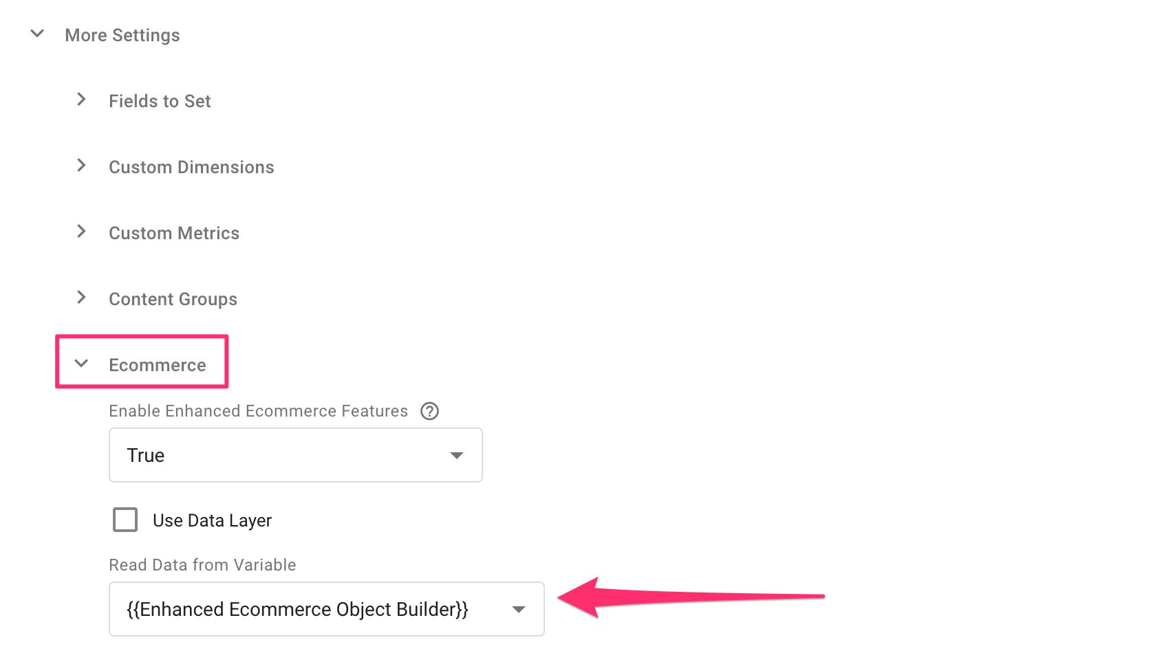 Add Enhanced Ecommerce Object Builder to tag