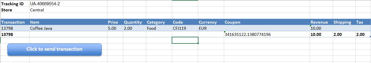 Transaction data in Excel