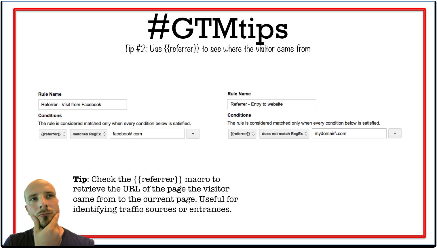 GTM Tips: Use {{referrer}} to see where the visitor came from