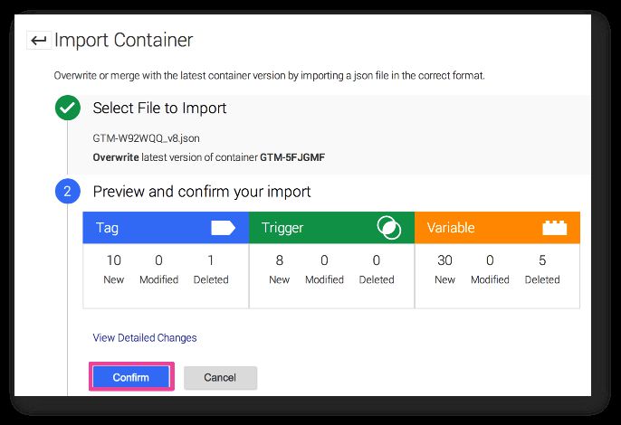 Confirm container import