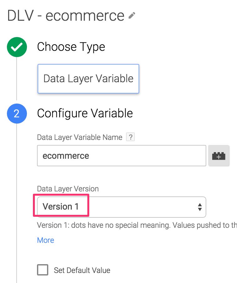 Data Layer Variable ecommerce