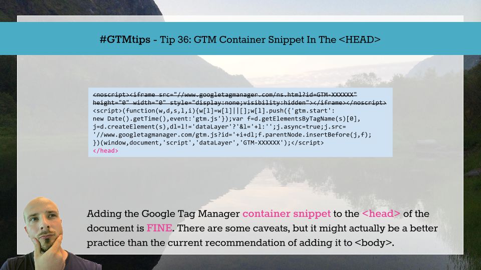 Google Tag Manager container snippet in head