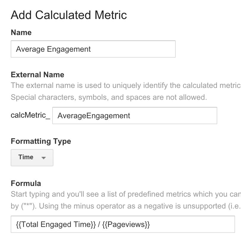 New calculated metric
