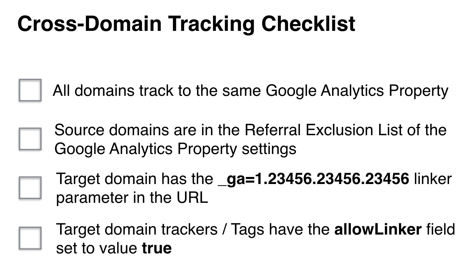 Cross-Domain-Tracking-Checkliste Google Analytics