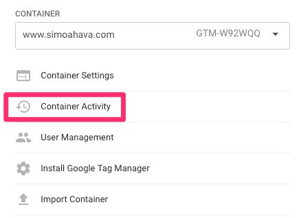 Container Activity in Google Tag Manager