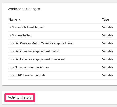 Workspace Activity History