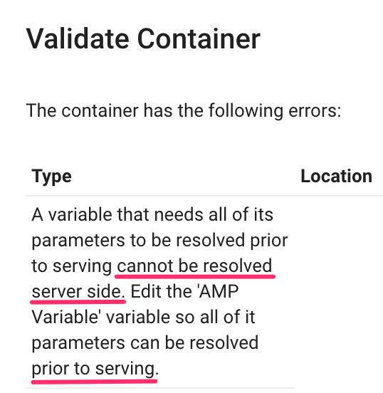 AMP Validation error