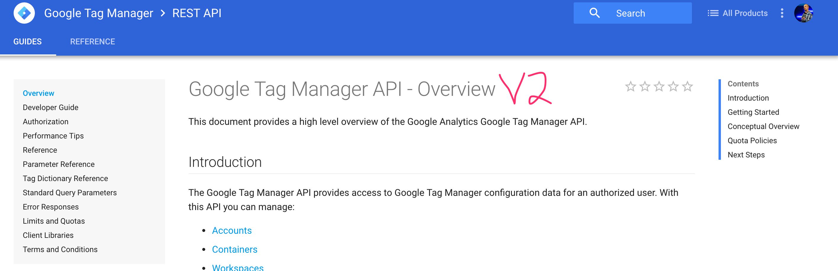 Google Tag Manager API V2