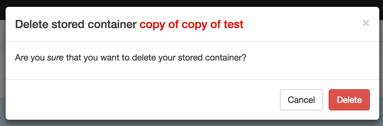 Delete stored container