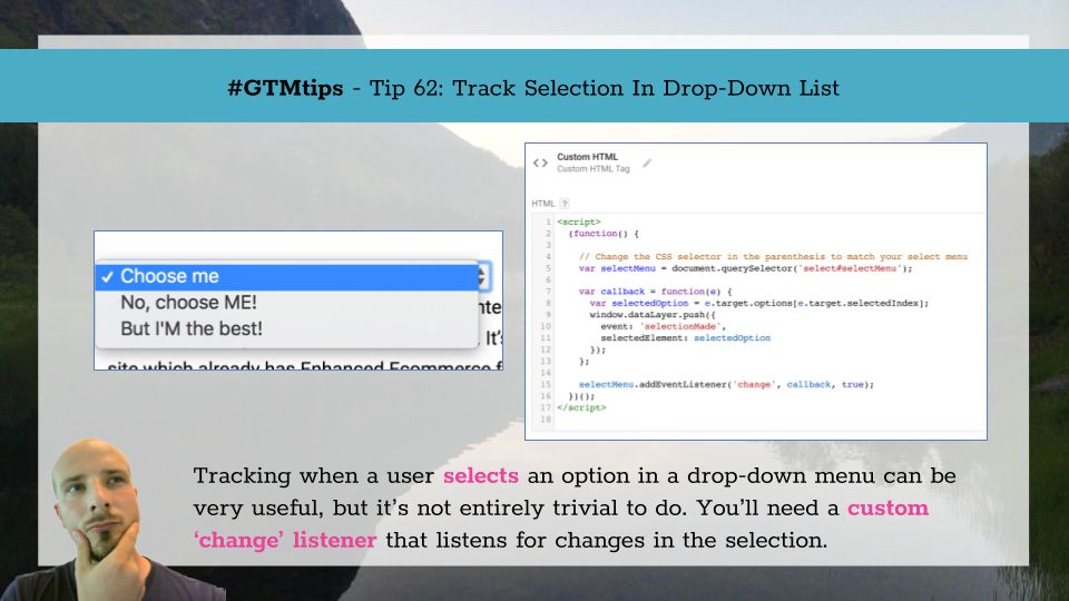 Gtmtips Track Selection In Drop Down List Simo Ahava S Blog