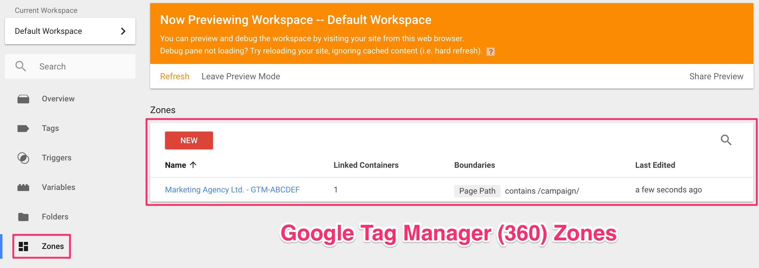 zones in google tag manager 360