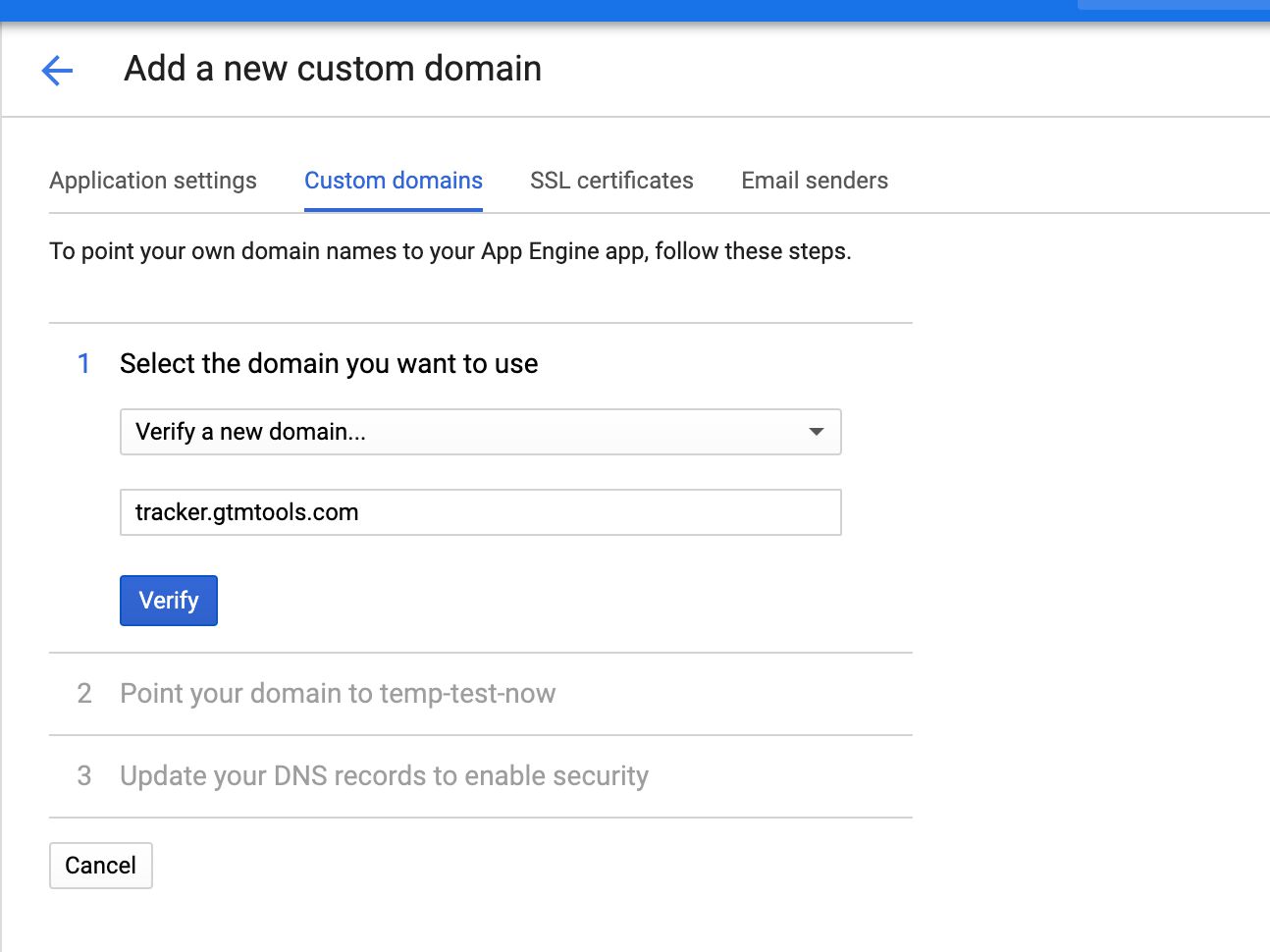 Verify new domain