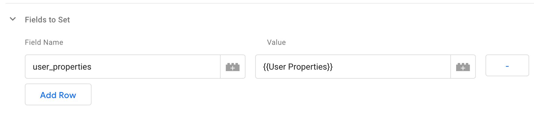 User properties in tag