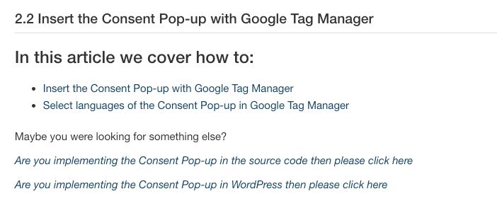 Consent pop-up Google Tag Manager