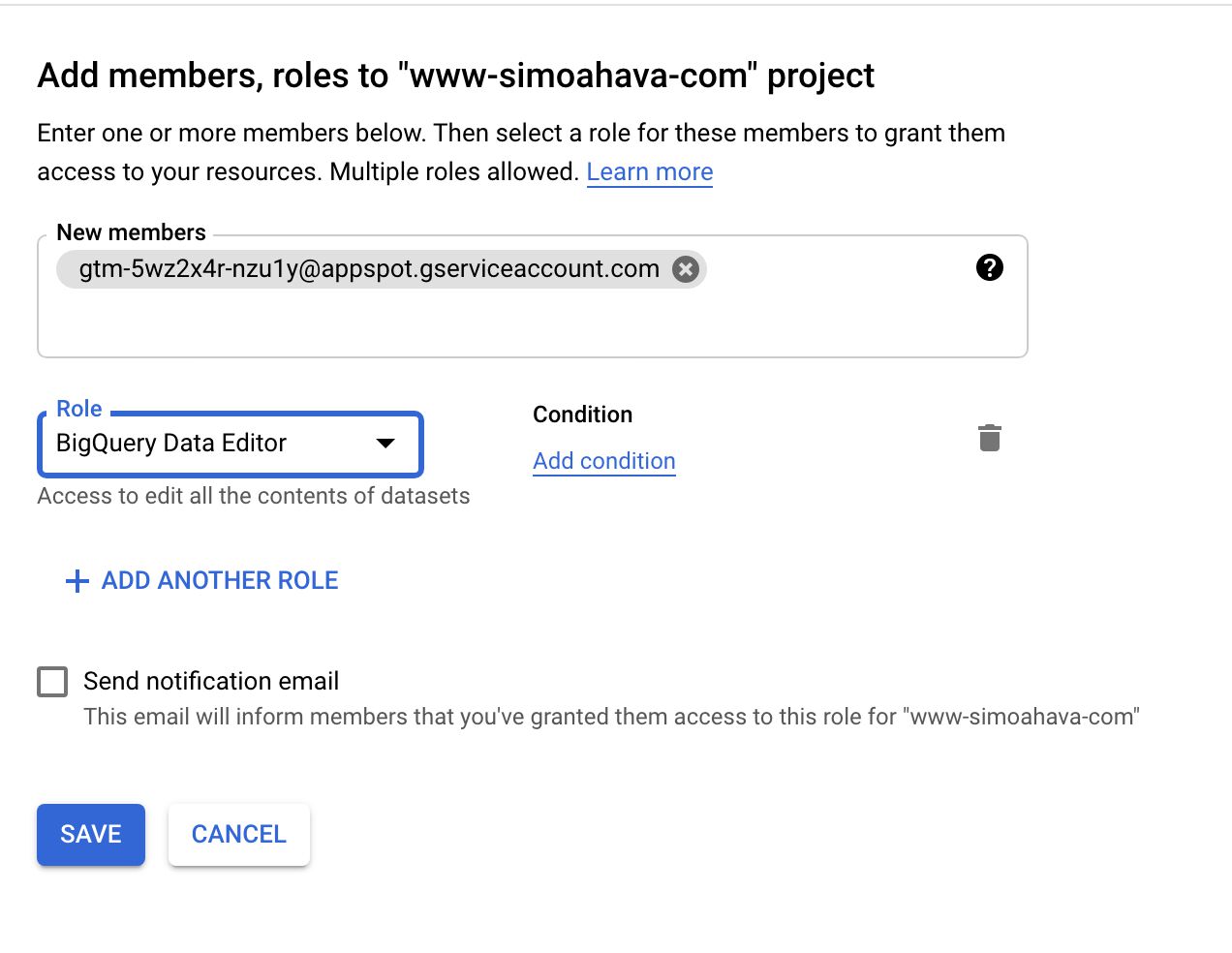 New member creation in the project with the BigQuery table.