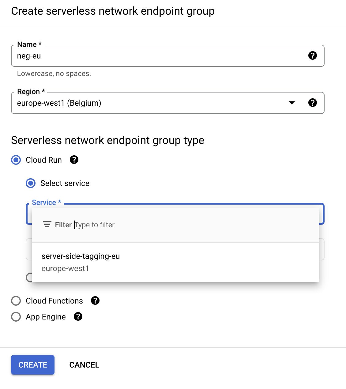 Add a network endpoint group