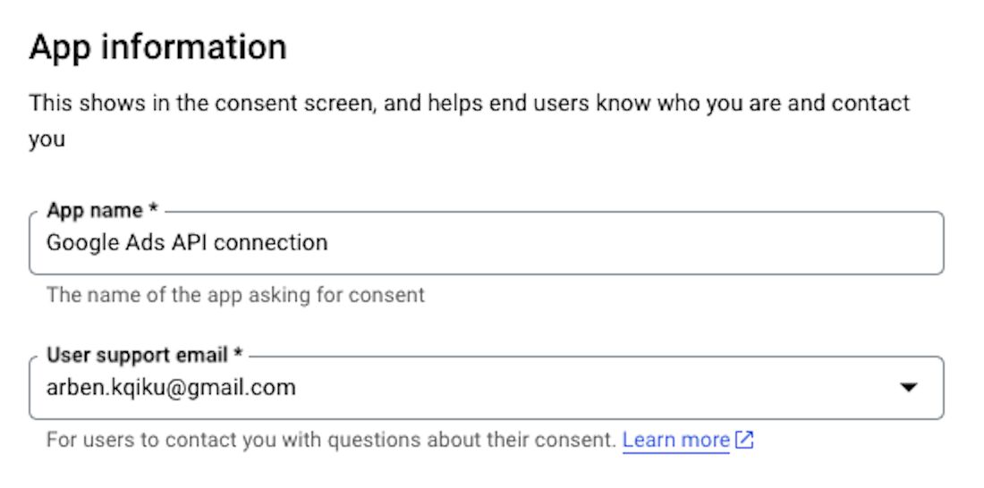 Name and email for consent