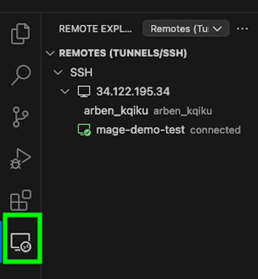 Remote explorer with the VM