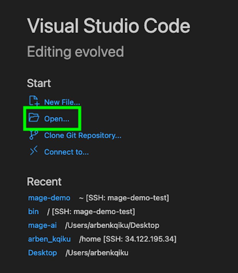 Visual studio code open