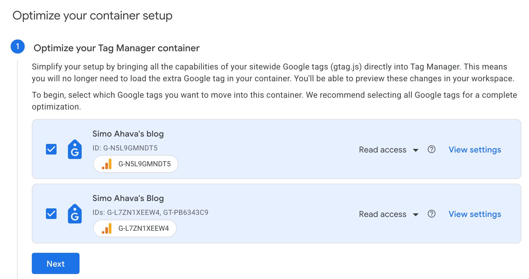 Optimize tags list