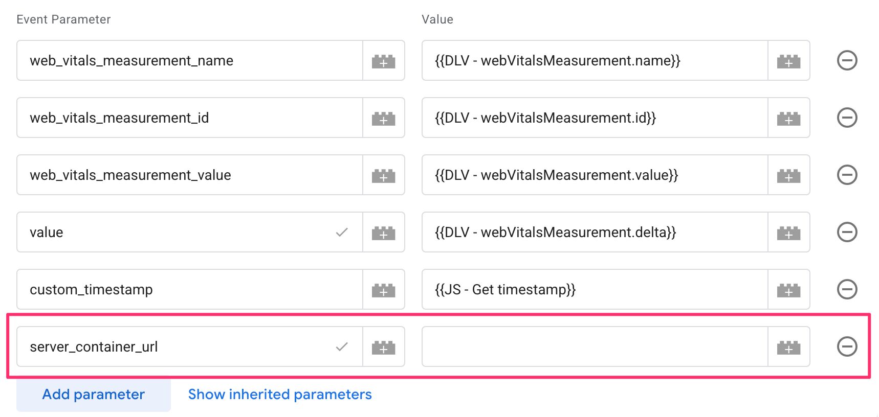 Server container URL empty string